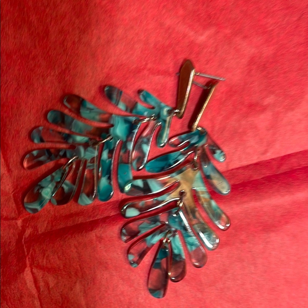 Elegant Blue Leaf Earrings